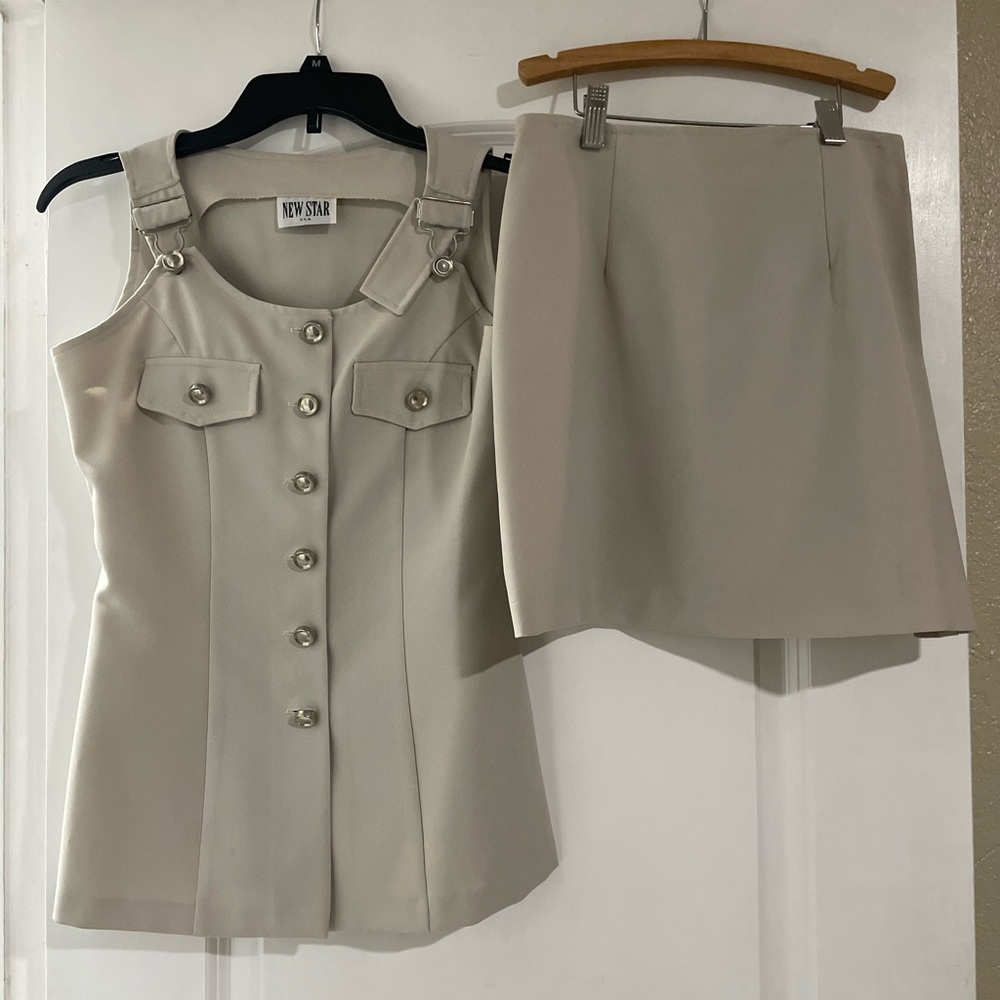 Beige Skirt Suit Set
